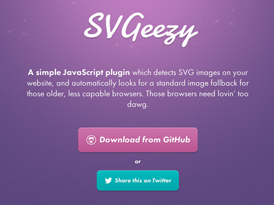 SVGeezy Landing Page buttons landing page purple svgeezy ui