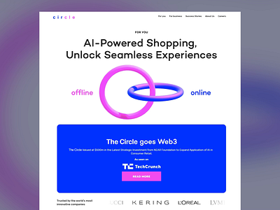 AI-Powered Seamless Shopping Experience ai shopping platform bold typography clean interface futuristic design gradient elements innovative technology interactive visuals modern layout motion graphics offline retail online retail professional aesthetics responsive design retail tech innovation seamless experience uiux design user focused design vibrant gradients web3 integration white space