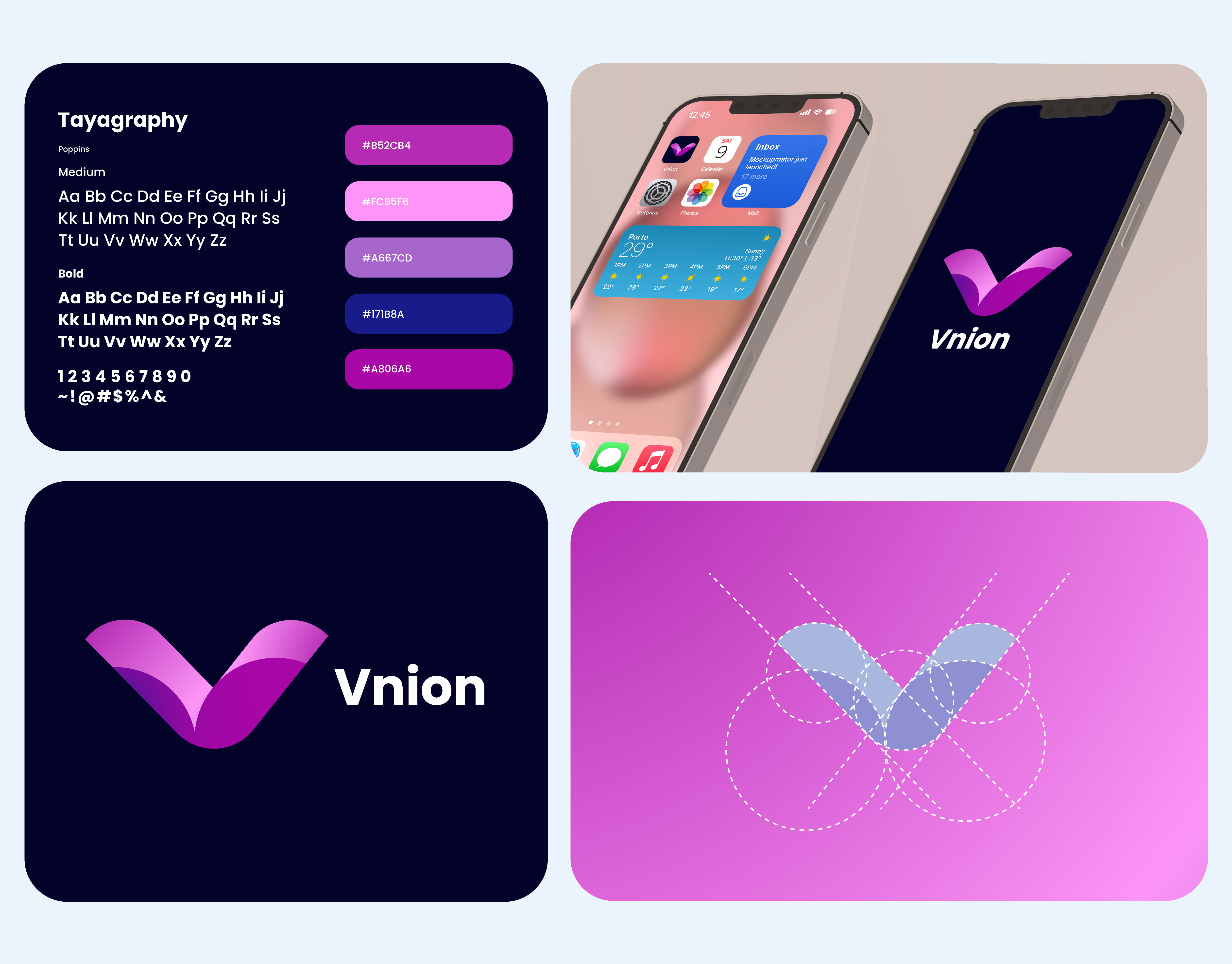 logo design concept for Vnion abstract app logo brand identity branding creative logo gradient logo identity letter logo mark letter v logo logo design logo icon logo mark minimal logo minimalist logo modern logo symbol vector vnion logo website logo