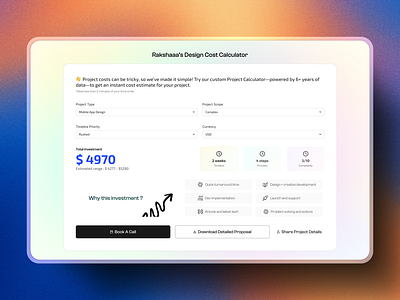 A design cost calculator design for agencies ai ai tool design product software ui user interface ux