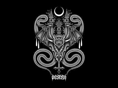 Bat And Snake apparel artwork clothing darkart digitalart dotwork drawing illustration motion graphics pointillism stippling teesdesign