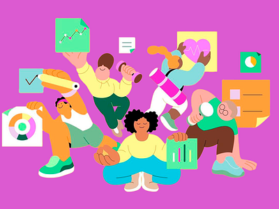 Illustration: Brightness of Ideas art art design artwork bright color palette colorful creative artwork creative illustration illustration office art office life playful playful illustration positive energy team collaboration team efficiency teamwork teamwork illustration work efficiency workflow