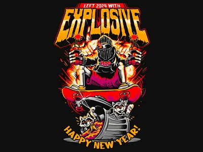 EXPLOSIVE - VECTOR ILLUSTRATION art branding design graphic design illustration logo new year sk8 skate skateboard skeleton vector