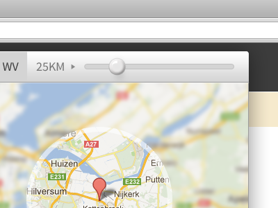 Where? button hover location map range slider