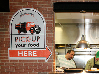 Pickup pickup restaurant sign truck window