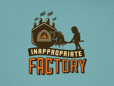 Inappropriate Factory - Final Logo branding factory fantasy film film production fire girl growcase inappropriate inappropriate factory logo logo design logo designer logotype london morbid movies oven unicorn