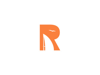 R Mark bird boat cruising cut initials logo nautical negative ocean orange sailing sea ship summer yacht yachting