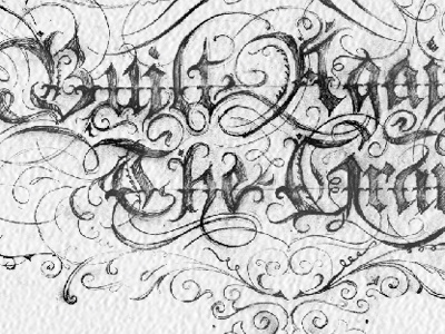 Built Against The Grain: sketch black blackletter contemporary drawn edgy flourish hand ilustration letter ligature metal pencil punk rock sketch type typography