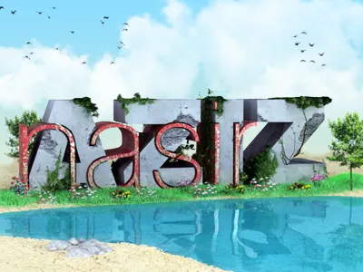 3D Typography 3d green typography