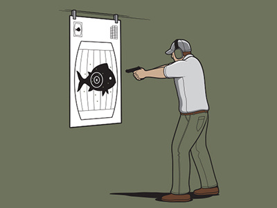 Practice Range Tshirt fish in a barrel glenn jones glennz illustration illustrator vector