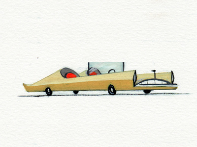 Hoopti Dreamin' boat car gouache hoopti lowrider ride