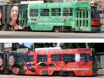 The Body Shop's Street Car Wrap bus wrap environmental graphics street car wrap the body shop