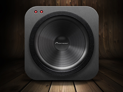 Pioneer Woofer Icon 3d adam trageser bass icon ios juicy kaboom led lights philadelphia philly photorealistic photoshop pioneer playoff realistic sound speaker texture woofer