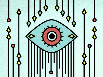 Eyes On Eagles arrow aztec blue circles color experiment eye grain grit illustration indian lines paper plane red yellow