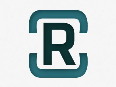 Ryan C. Coates Logo blue deboss logo r type