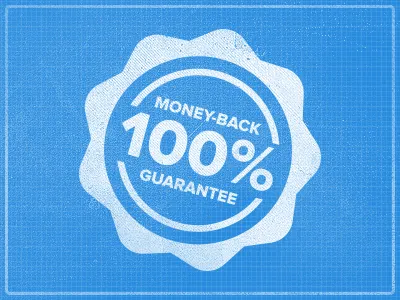 100% Money Back Guarantee blueprint guarantee seal sketch texture