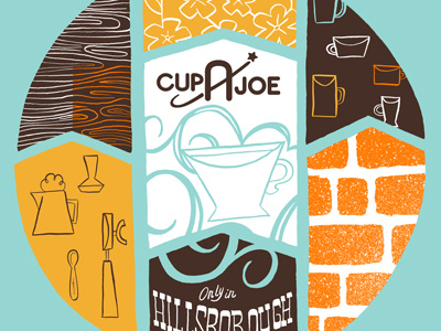 Cup-A-Joe t-shirt brick coffee cups flowers hillsborough local north carolina t shirt typography woodgrain