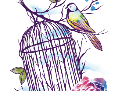 Freedom bird colors ecoline watercolor
