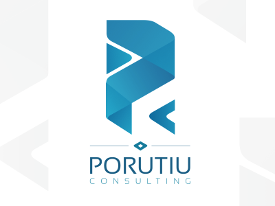 Porutiu Consulting Logo building clean consulting logo management minimal simple