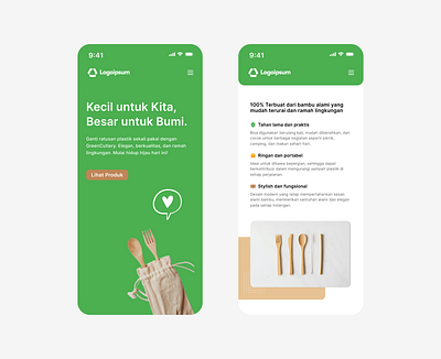 Eco-Friendly Cutlery App Design clean ui e commerce ui eco friendly eco products green design mobile ui modern design product design sustainable design uiux design