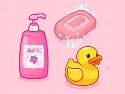 Bathing Icon🪿🧼 bath bathing bathroom body bottle branding bubble cartoon clean cute doodle duck flat icon illustration logo shampoo shower soap wash