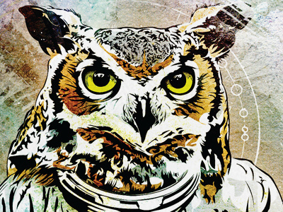 Owl Astronaut album cover artwork owl vector illustration