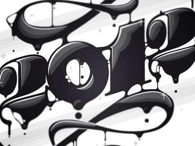 2012 / type exp. black custom illustration numbers poster type typography vector white