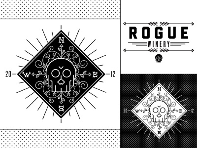 Rogue Winery WIP black bottle gold logo rogue skull white wine