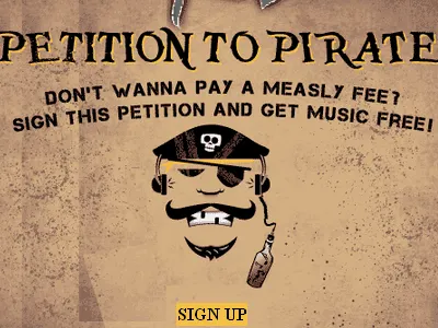 Pirate Petition character funny illustration mailing list music pirate sign up texture type vector vintage