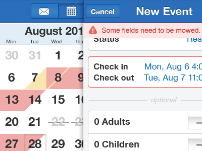 Reservations calendar ios iphone