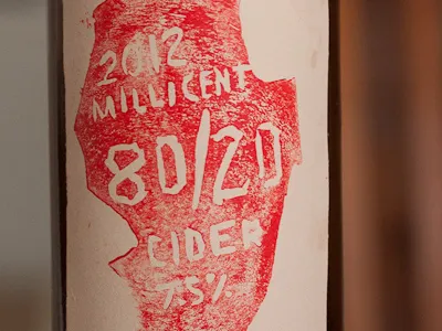 80/20 apple booze cider label lettering pear