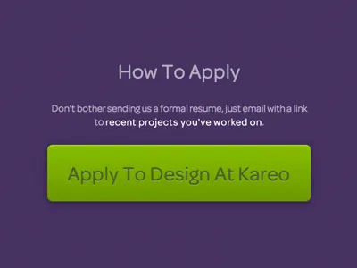 Apply to Design apply button call to action css3 green hiring omnes purple recruit