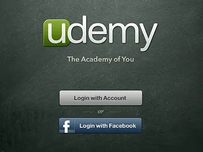 Login, iPad chalkboard facebook button ipad app login udemy