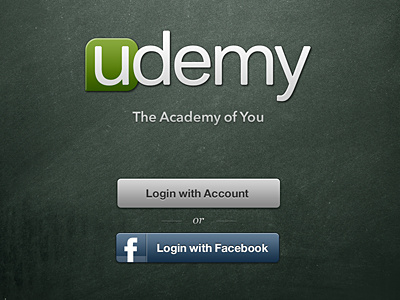 Login, iPad chalkboard facebook button ipad app login udemy