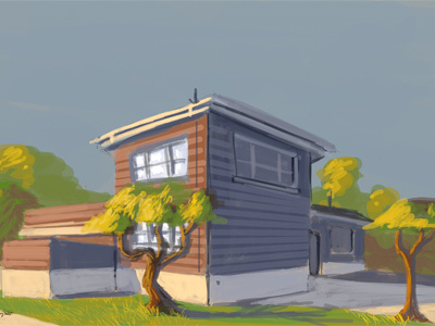 Morning Sketch - Boxy House (31/08/2012) artrage digital sketch warm up house