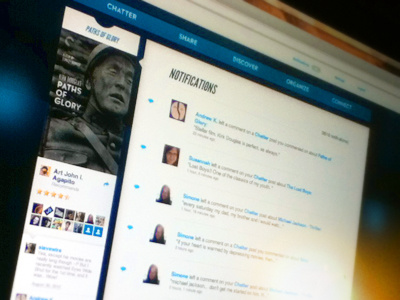 Notifications Page actors blue followers following interface movies network notifications seenthat sharing social users