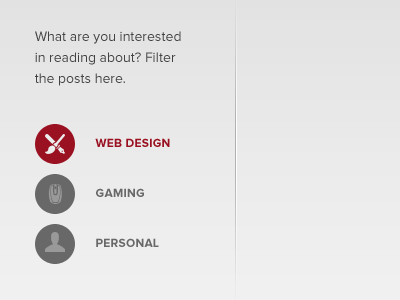 Filter categories filter icons javascript