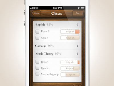 Grades Pro Meter app class due grades ios iphone meter pro school ui wood