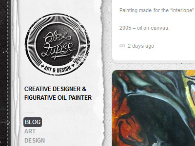 Left menu with logo and torn paper creative design grunge logo lupse menu paper style torn wordpress