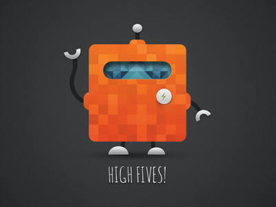 Pixelrobots 1px blue gradient orange pixels robot shadows