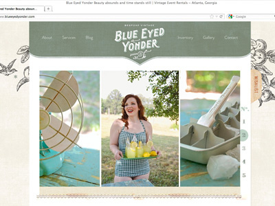 Blue Eyed Yonder Home Page aged chic rentals retro texture vintage website