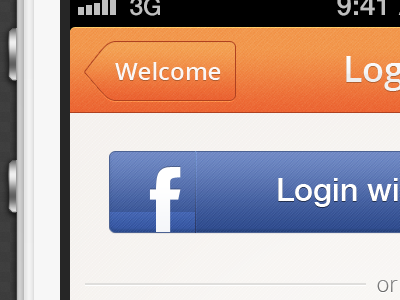 iPhone App Login Screen app blue button facebook ios login viatask welcome