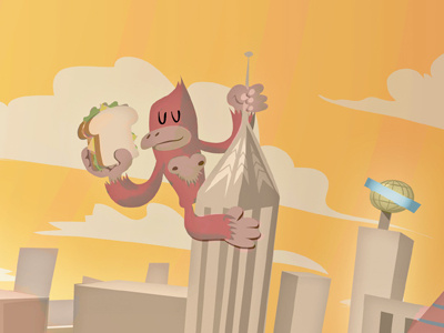 Empire state of chimpness ape cartoon city monkey vector.
