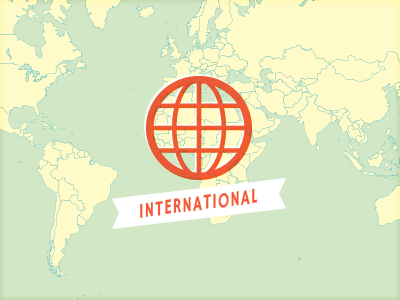 International globe old school poster retro ribbon