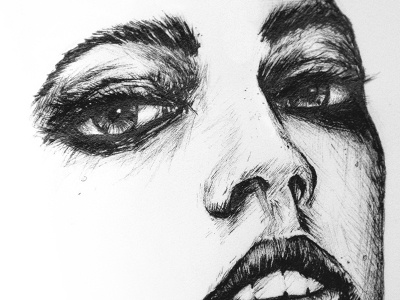 Face drawing illustration micron pen sketch