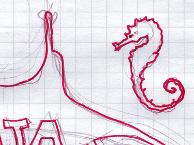 Hippocampe seahorse sketch