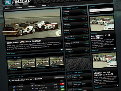 Finalap dark design finalap game gaming racing web