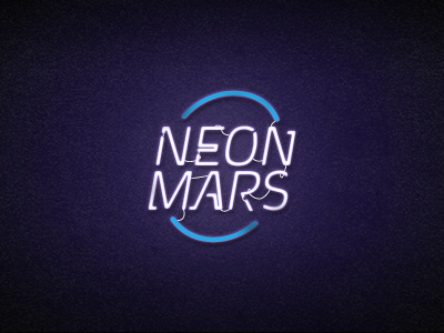 Neonmars logo blue connection custom fonts handmde logo mars neon planet retro shine shit typo typography wall white