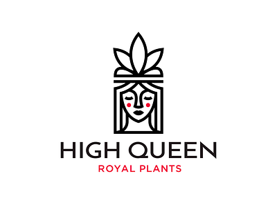 High Queen beauty branding clean crown design face geometric girl herbs logo plants portrait pretty queen royal