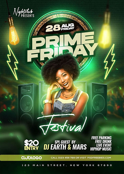 DJ Party Poster 3d animation branding dj graphic design motion graphics newyork party poster speakers ui